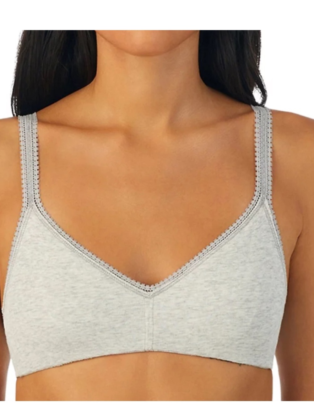 On Gossamer Light Heather Gray Wireless Cabana Cotton Bralette